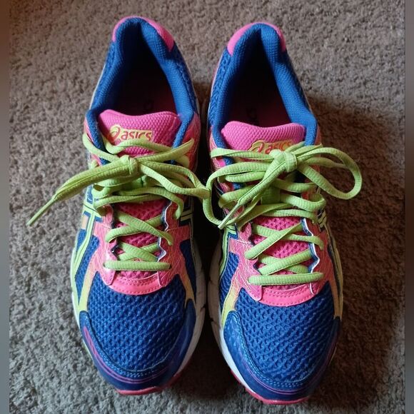 Asics Gel Excite 2 Running Women's Sneakers Blue Pink Yellow Size 8 PRE-OWNED - Picture 2 of 6